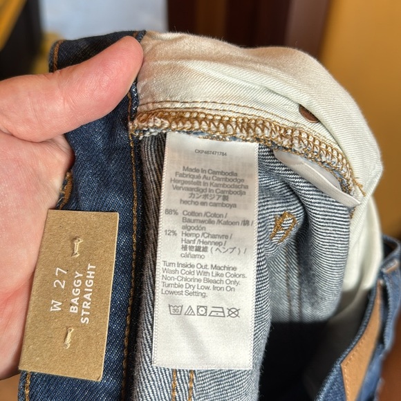 NWT Madewell Baggy Straight Jeans in Dark Worn Indigo Wash Size 27 - Picture 13 of 15